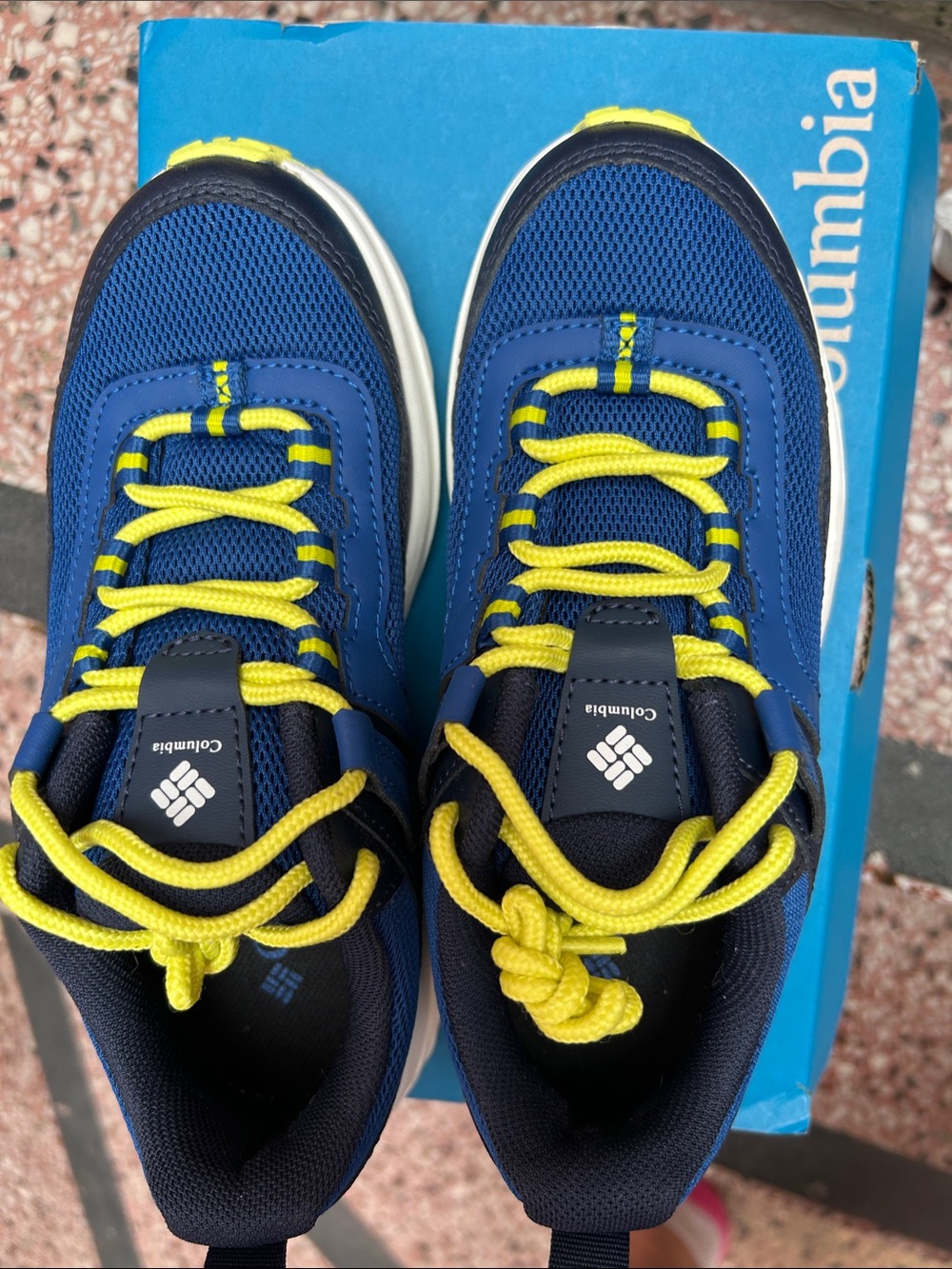 Columbia Blue and Yellow Kids' Trail Sneakers